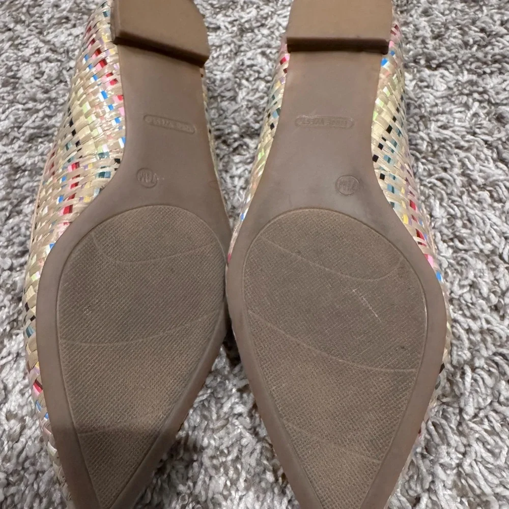 Nine West Beige Woven Flats with Multicolor Accents